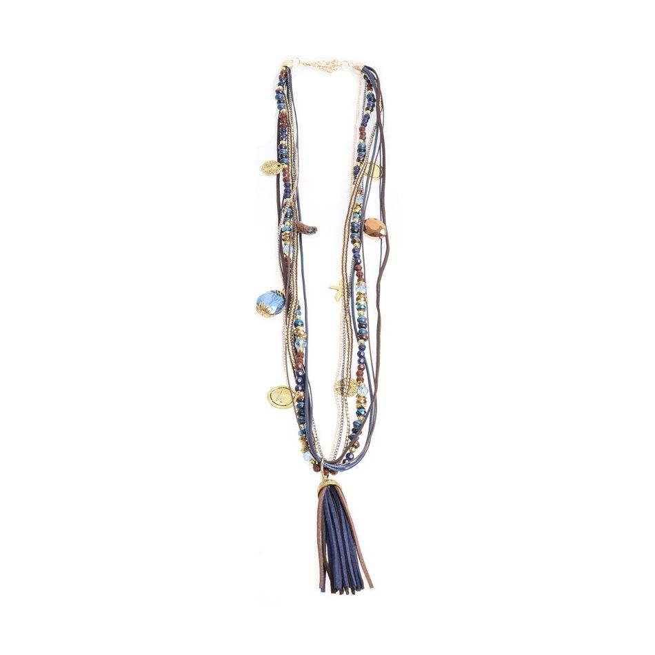 LONG NECKLACE WITH PENDANT BEADS FRINGE