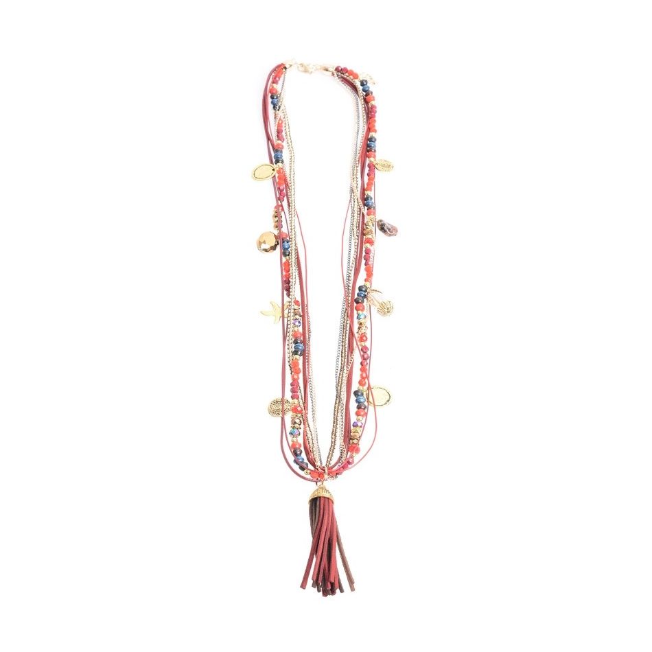 LONG NECKLACE WITH PENDANT BEADS FRINGE