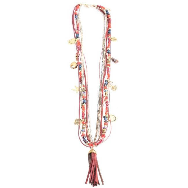 COLLAR LARGO CUENTAS COLG. FLECO