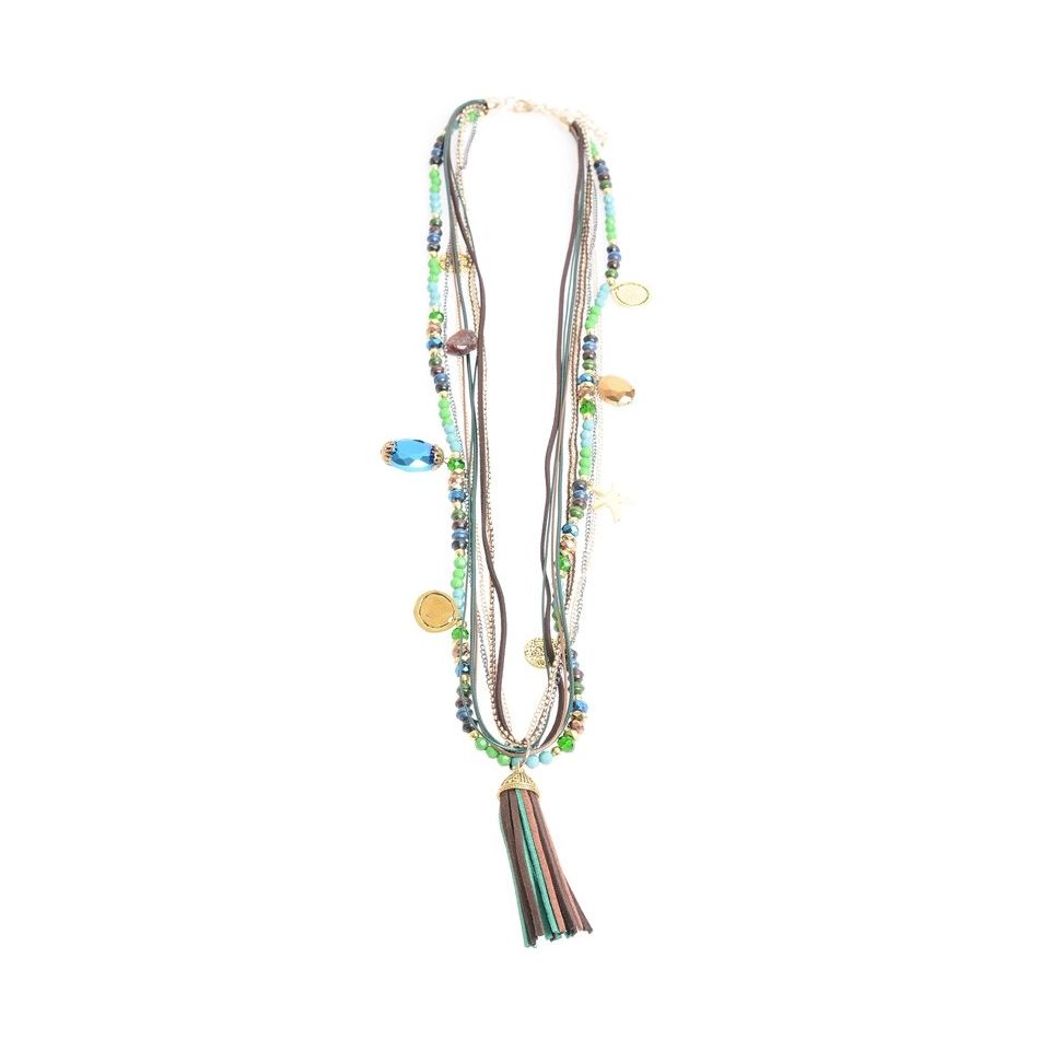 COLLAR LARGO CUENTAS COLG. FLECO