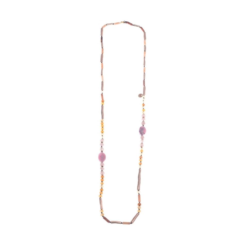 LONG NECKLACE STONES METAL BEADS
