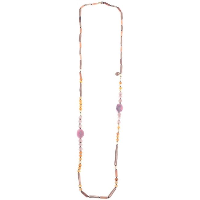 LONG NECKLACE STONES METAL BEADS