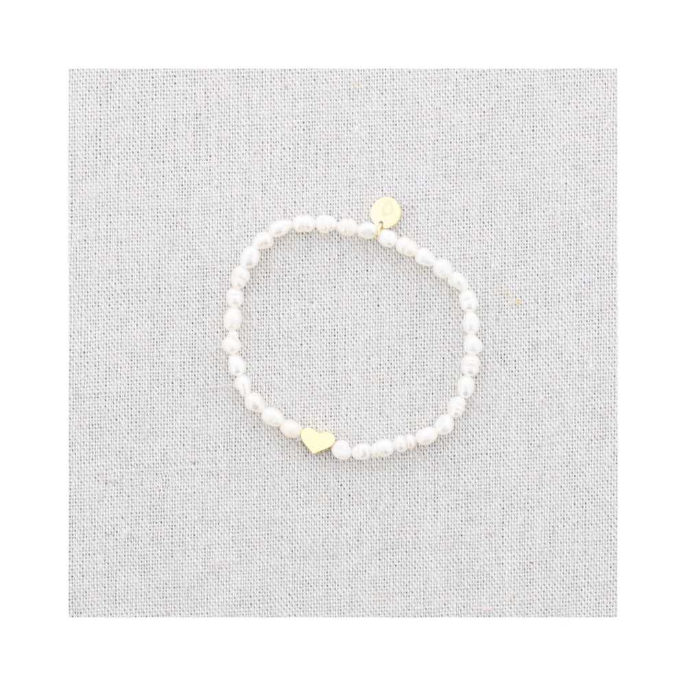 STEEL HEART CULTURED PEARLS ELASTIC BRACELET