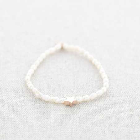 ELASTIC CULTURED PEARLS BRACELET WITH STEEL STAR