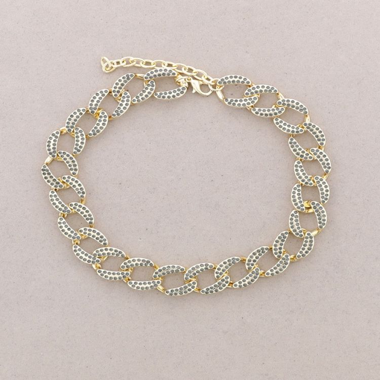 CRYSTAL METAL LINKS SHORT NECKLACE