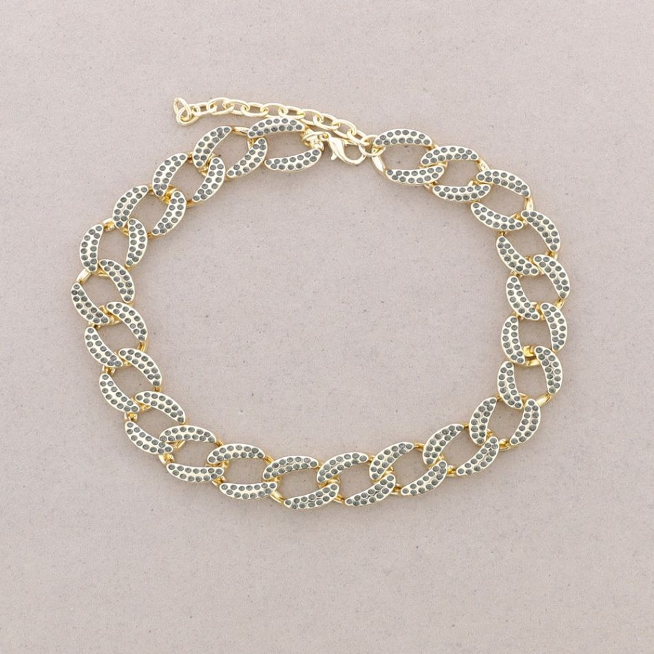 CRYSTAL METAL LINKS SHORT NECKLACE