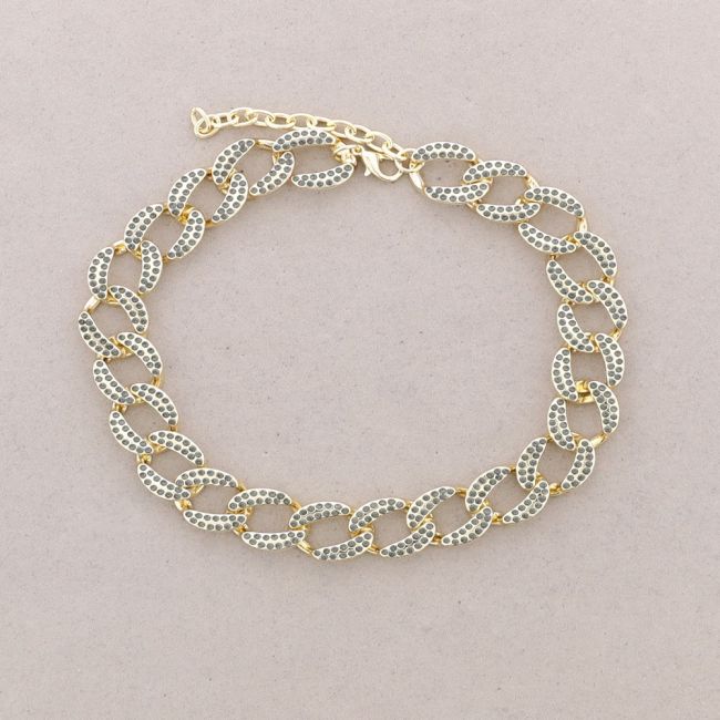 CRYSTAL METAL LINKS SHORT NECKLACE
