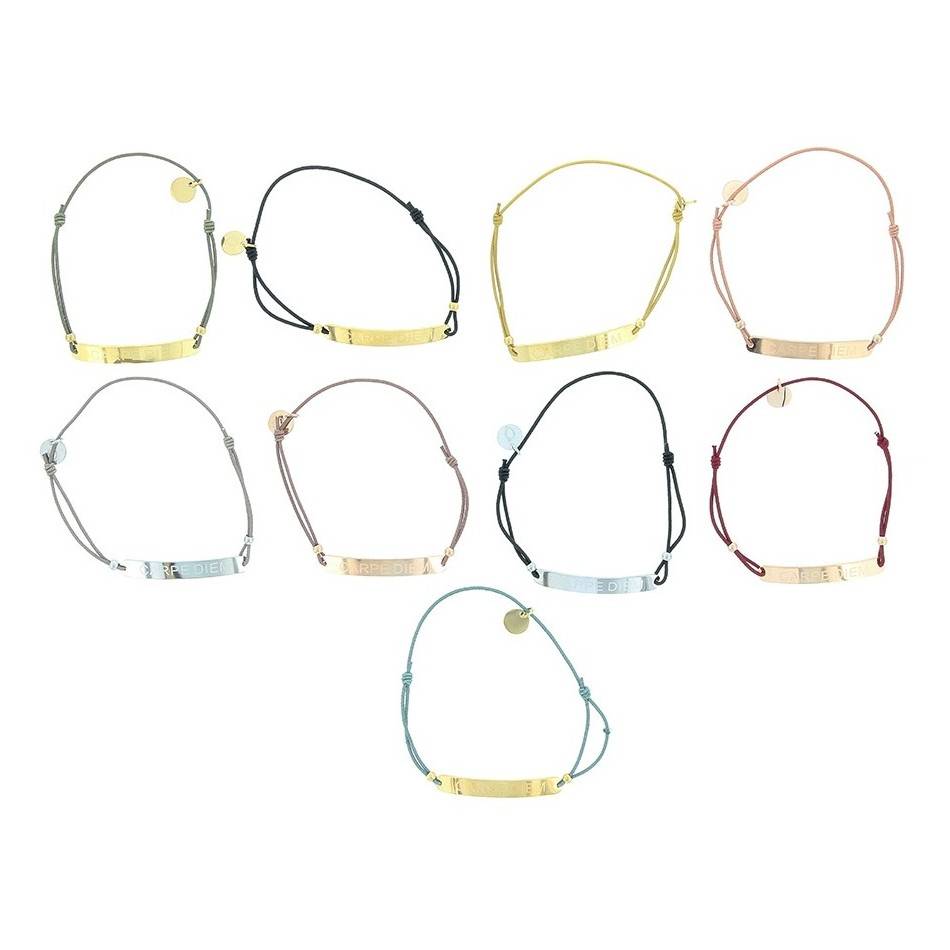 ELASTIC STEEL BRACELET WITH CARPE DIEM STRIP