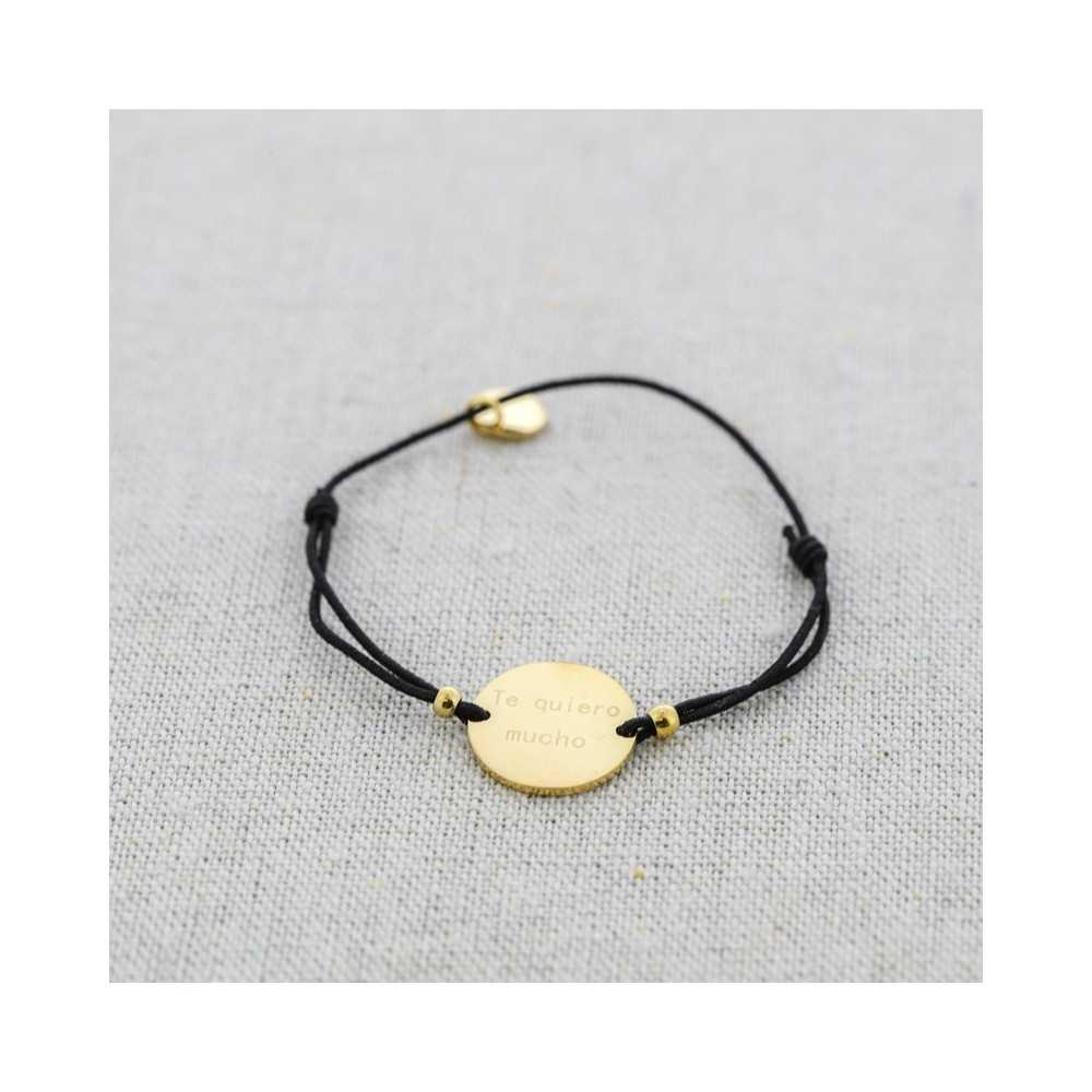 ELASTIC STEEL MEDAL BRACELET "TE QUIERO MUCHO"