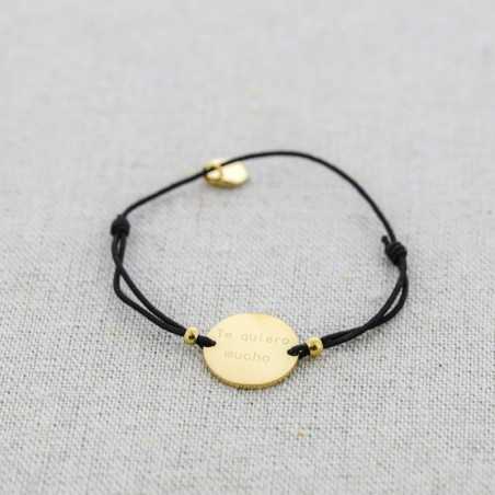 ELASTIC STEEL MEDAL BRACELET "TE QUIERO MUCHO"