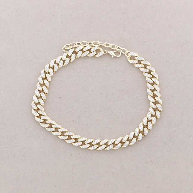 SHORT NECKLACE WITH SQUARE LINKS METAL CRYSTALS