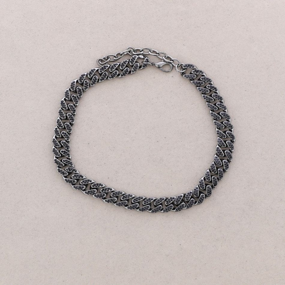 SHORT NECKLACE WITH SQUARE LINKS METAL CRYSTALS