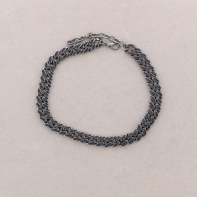 SHORT NECKLACE WITH SQUARE LINKS METAL CRYSTALS