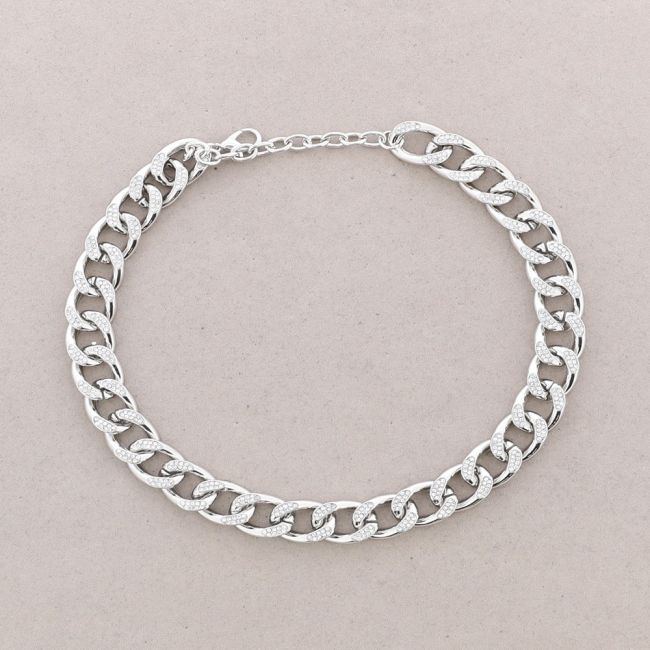 CRYSTAL METAL LINKS SHORT NECKLACE