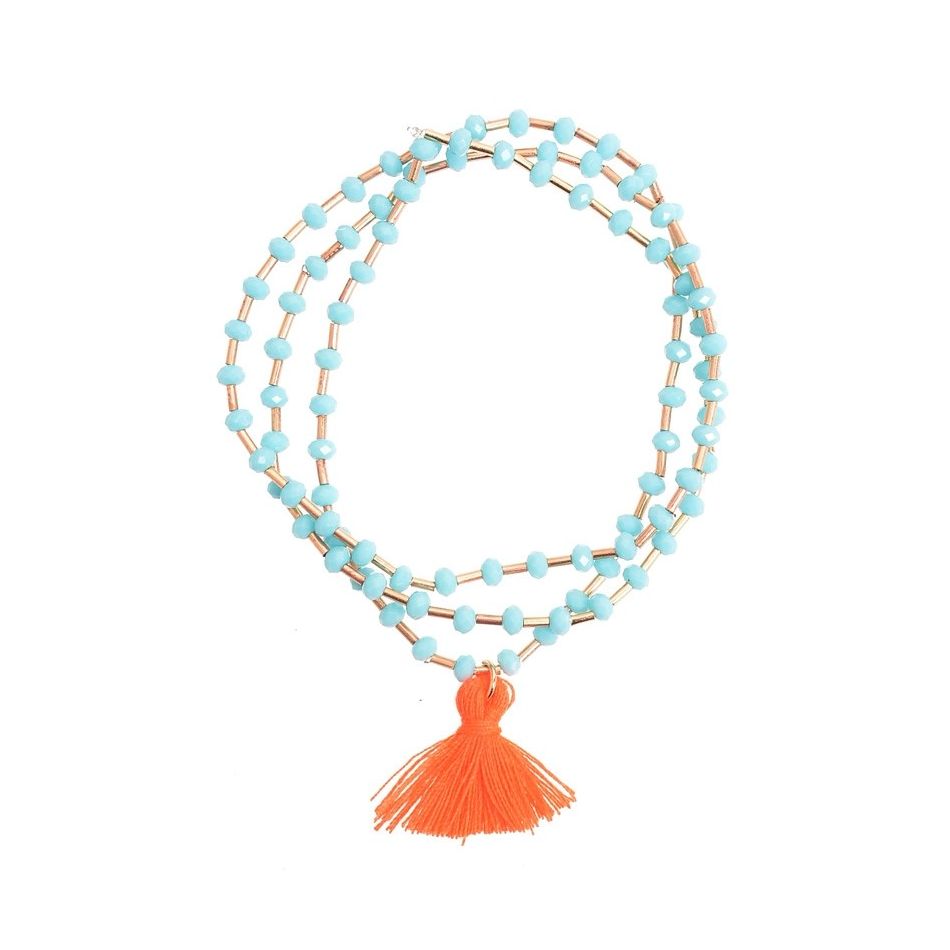 PULSERA 3 VUELTAS CUENTAS FLECO