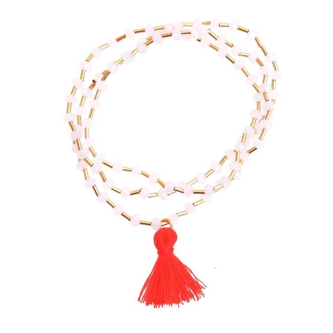 PULSERA 3 VUELTAS CUENTAS FLECO