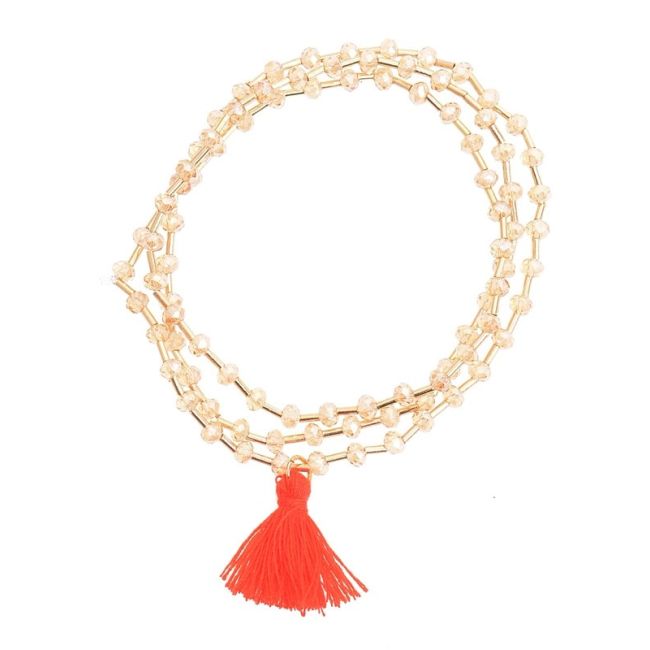 PULSERA 3 VUELTAS CUENTAS FLECO