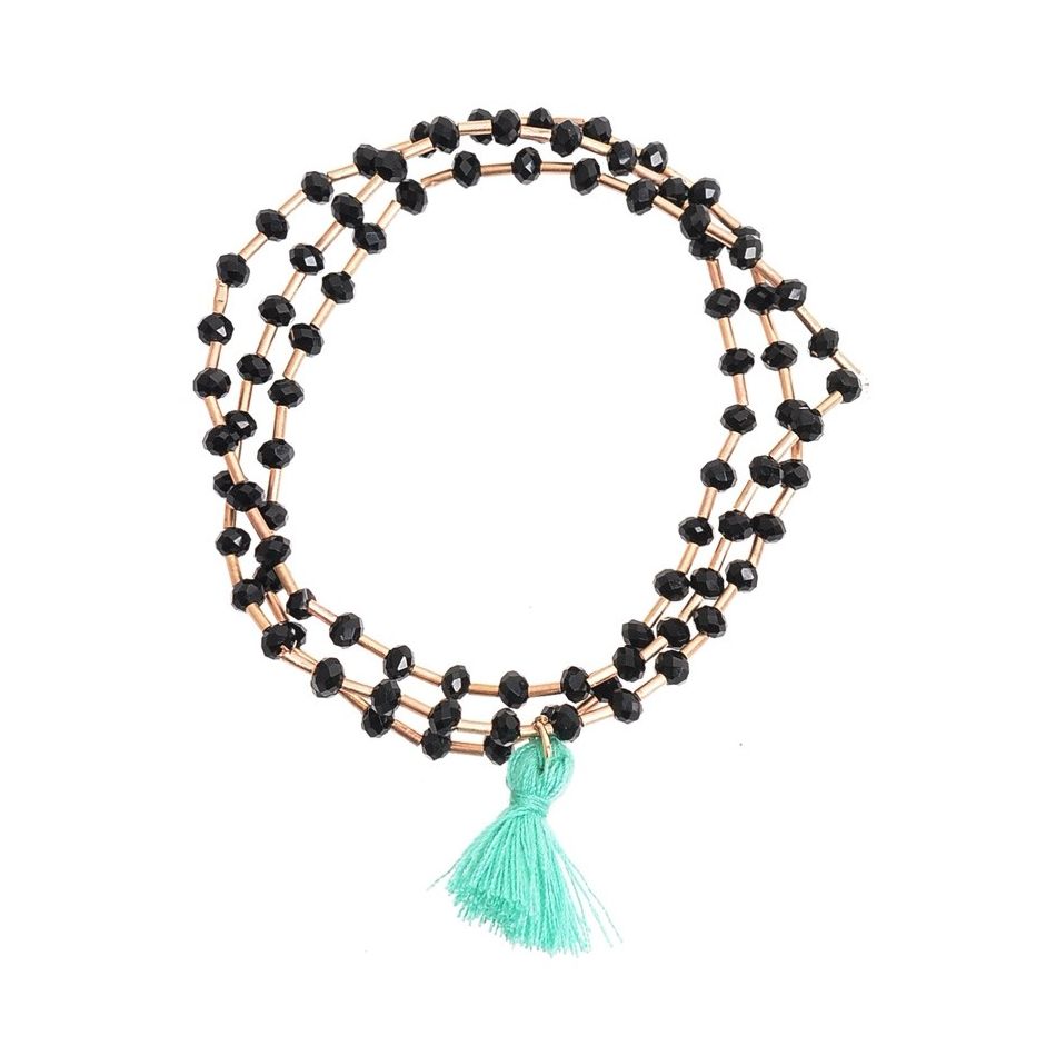 3 TURNS FRINGED BEADS BRACELET