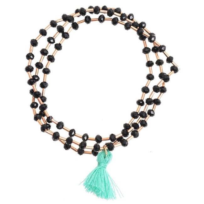 3 TURNS FRINGED BEADS BRACELET