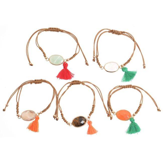 MACRAME FACETED STONE BRACELET