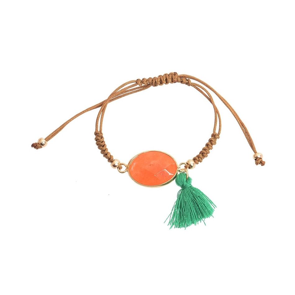 MACRAME FACETED STONE BRACELET