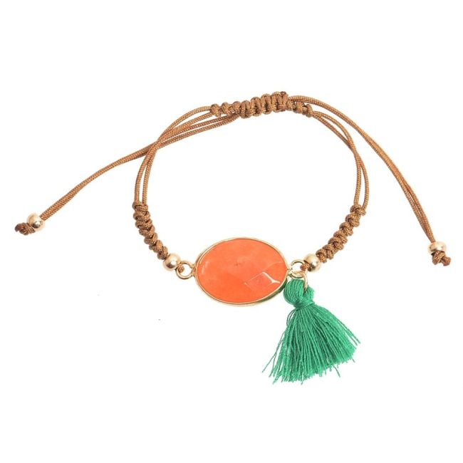 MACRAME FACETED STONE BRACELET