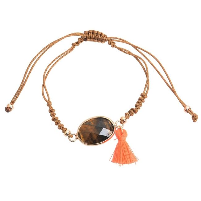 MACRAME FACETED STONE BRACELET