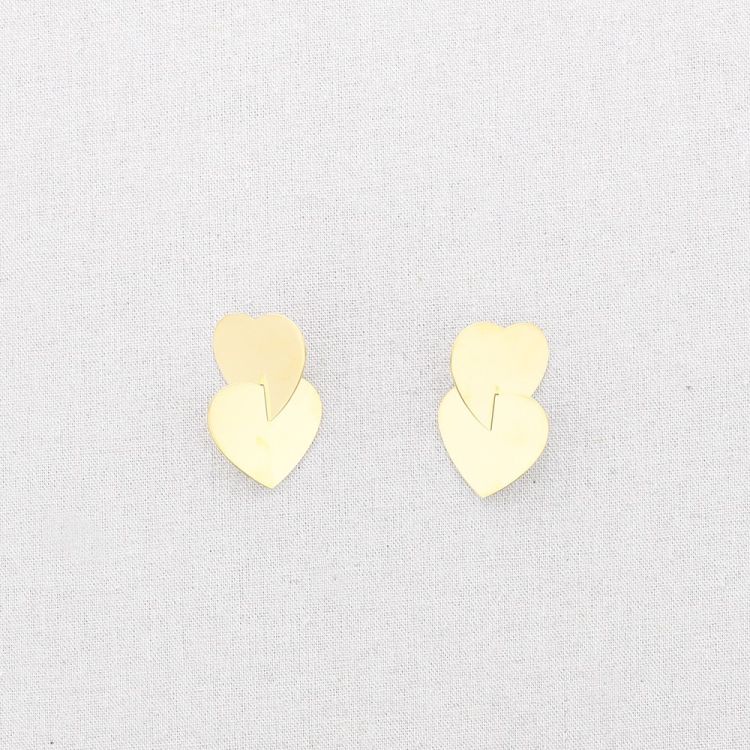 PENDIENTES ACERO DOBLE CORAZON CRUZADO