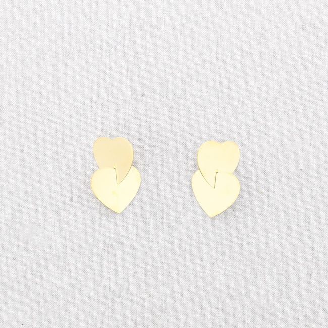 DOUBLE CROSSED HEART STEEL EARRINGS