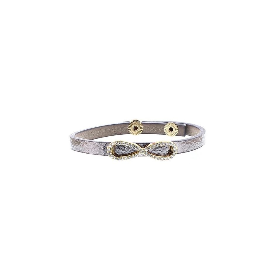 IMI BRACELET. LEATHER INFINITY CRYSTALS
