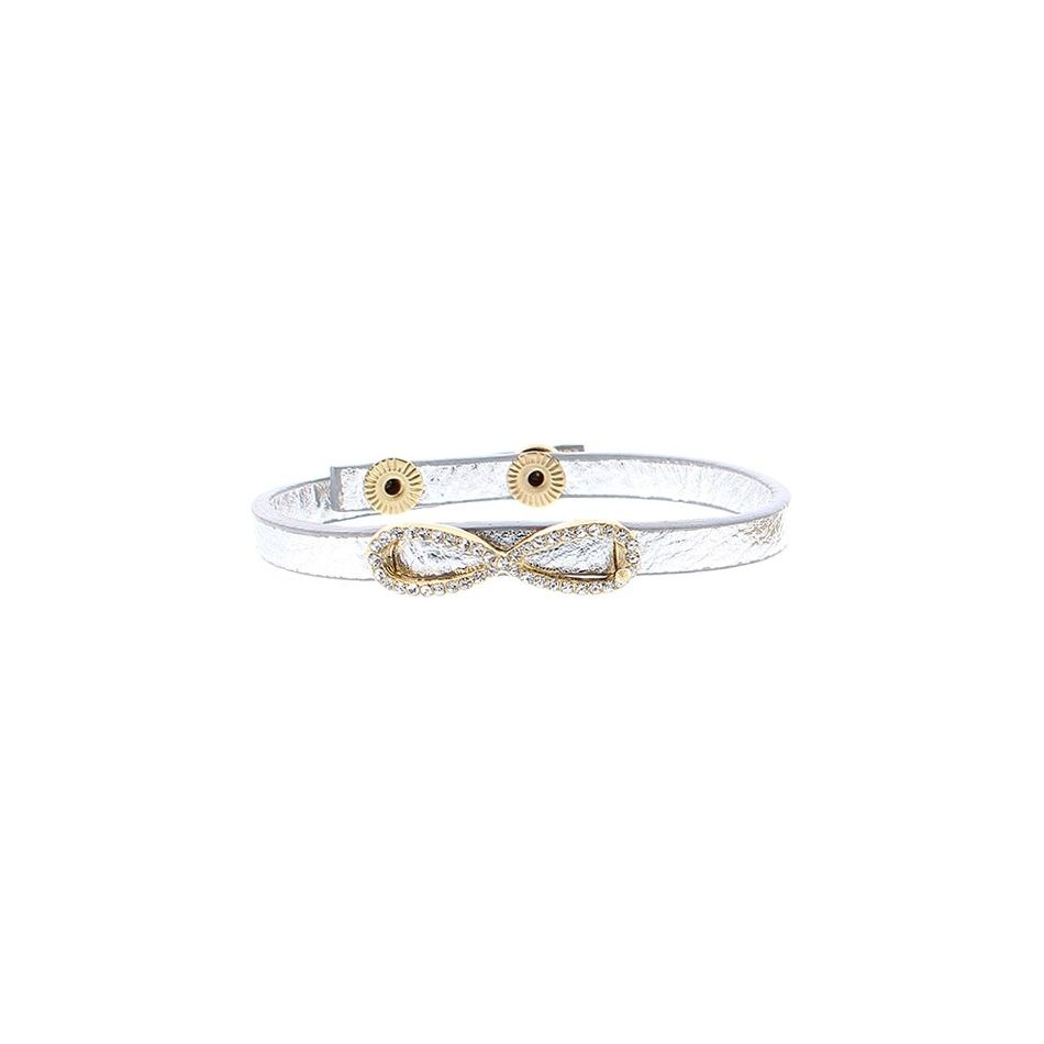 IMI BRACELET. LEATHER INFINITY CRYSTALS