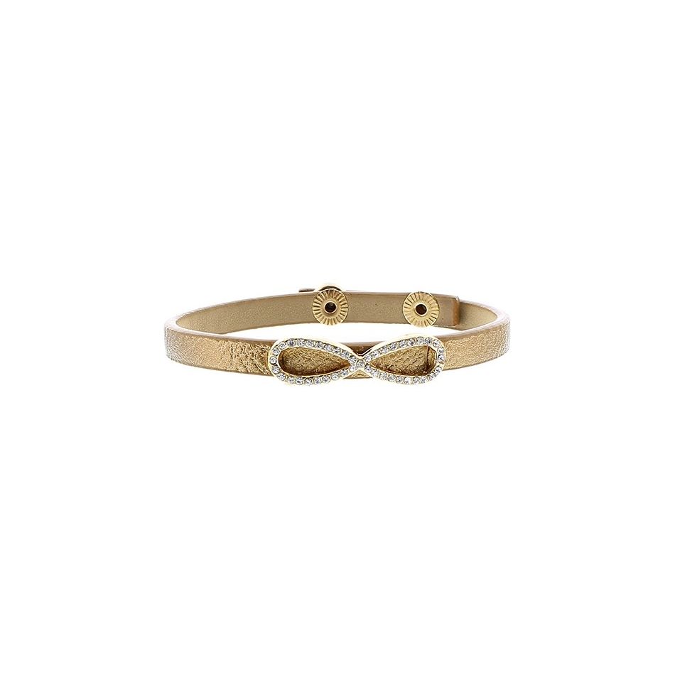 IMI BRACELET. LEATHER INFINITY CRYSTALS