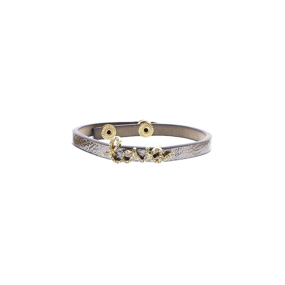 PULSERA IMI. CUERO LOVE CRISTALES