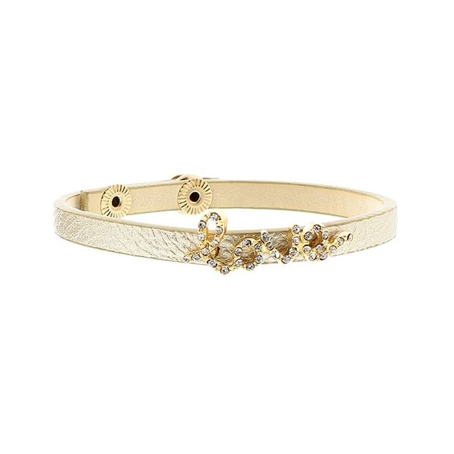 PULSERA IMI. CUERO LOVE CRISTALES