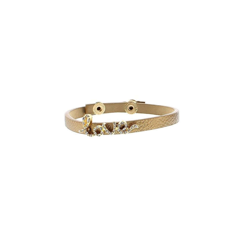 IMI BRACELET. LEATHER LOVE CRYSTALS