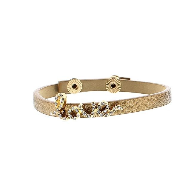 IMI BRACELET. LEATHER LOVE CRYSTALS