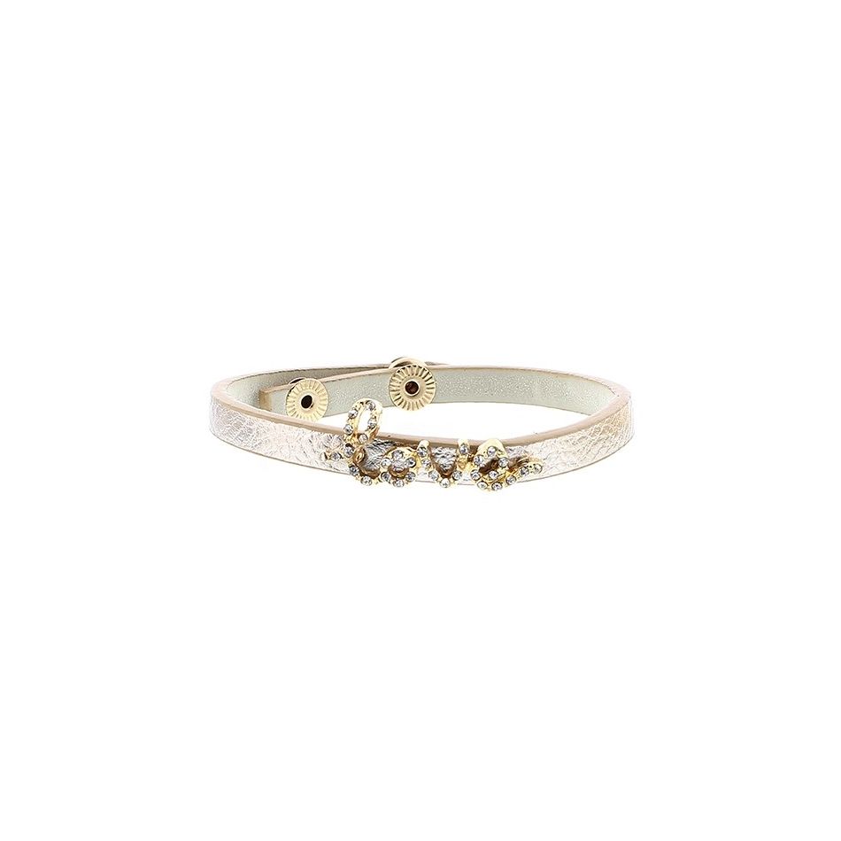 IMI BRACELET. LEATHER LOVE CRYSTALS
