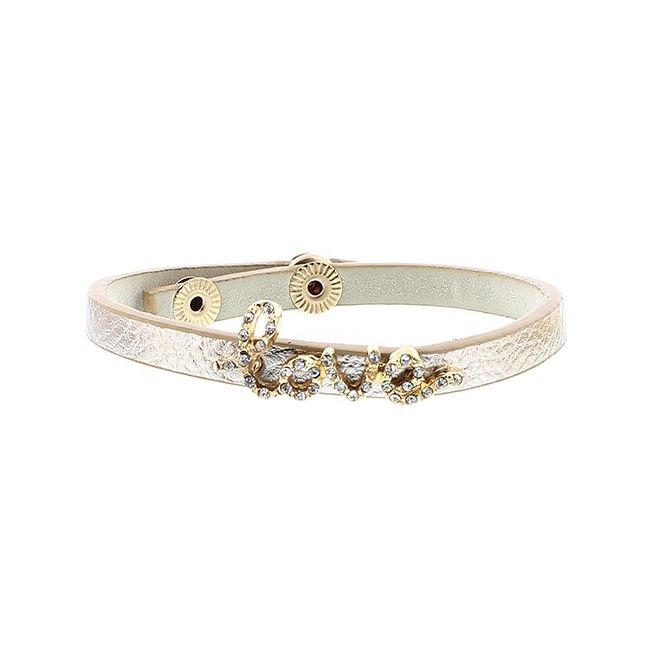 PULSERA IMI. CUERO LOVE CRISTALES