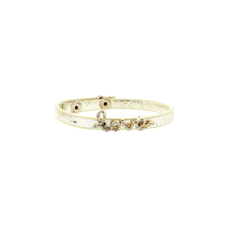 IMI BRACELET. LEATHER LOVE CRYSTALS