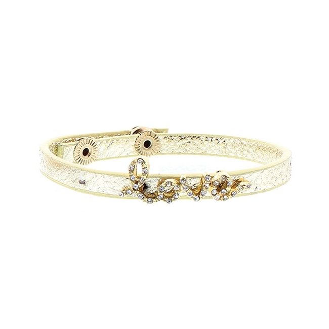 IMI BRACELET. LEATHER LOVE CRYSTALS