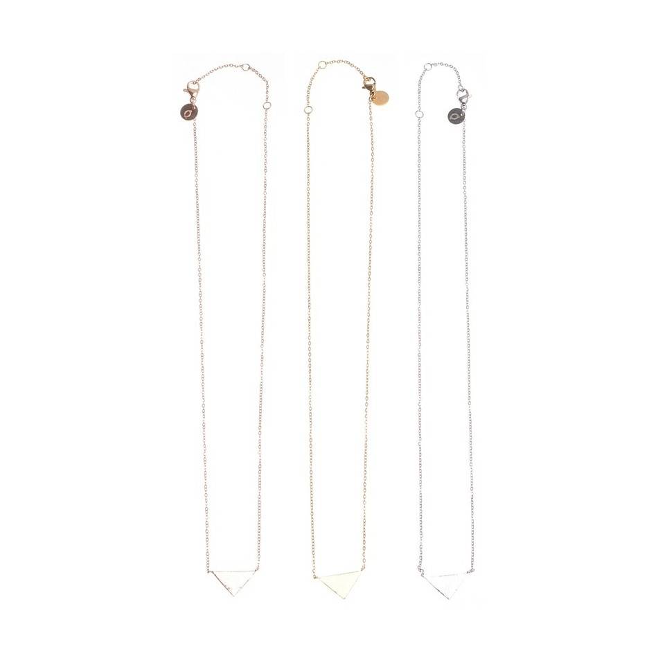 3 MILS PLATED TRIANGLE PENDANT STEEL SHORT NECKLACE