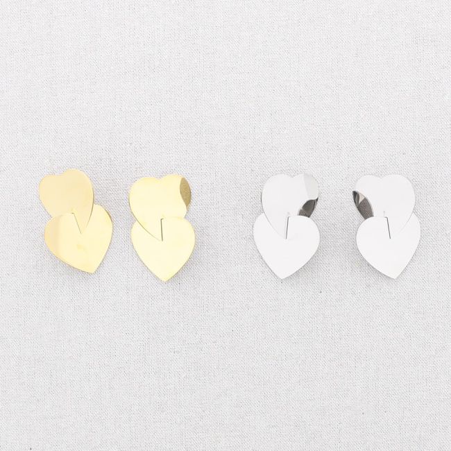 DOUBLE CROSSED HEART STEEL EARRINGS