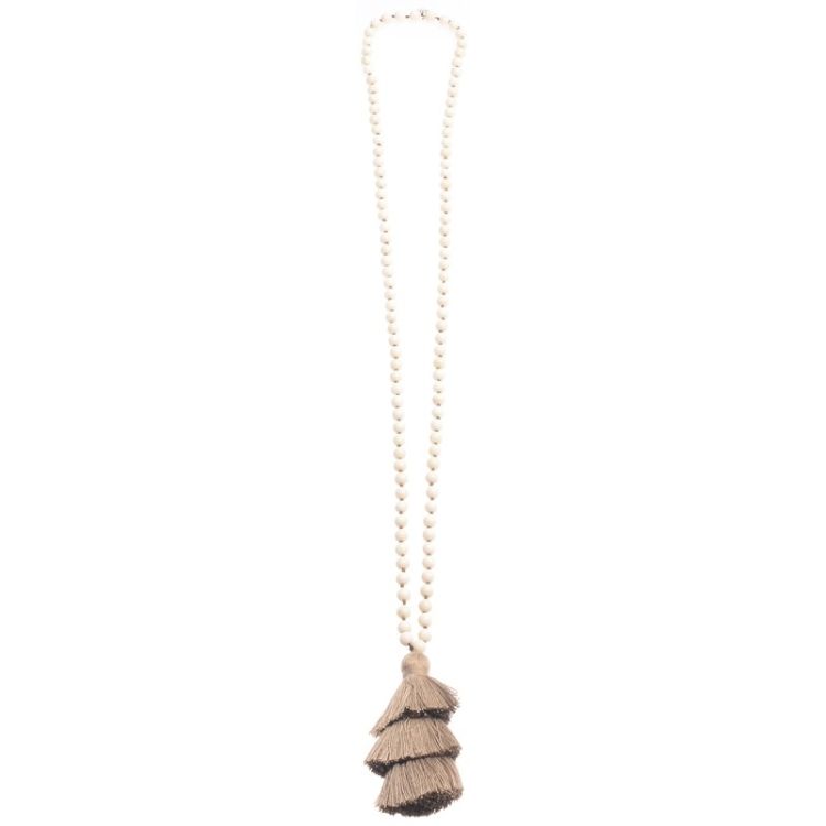 COLLAR LARGO PIEDRAS COLGANTE FLECO TRES NIVELES