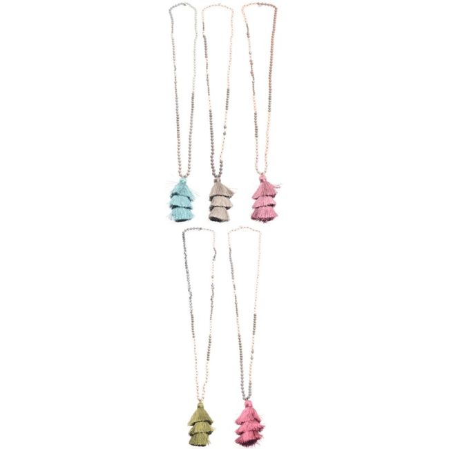 COLLAR LARGO COLGANTE FLECO TRES NIVELES