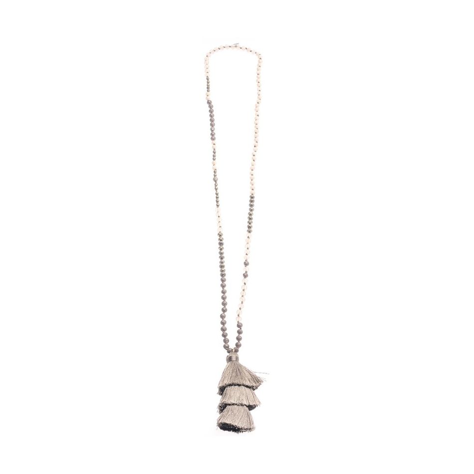 COLLAR LARGO COLGANTE FLECO TRES NIVELES