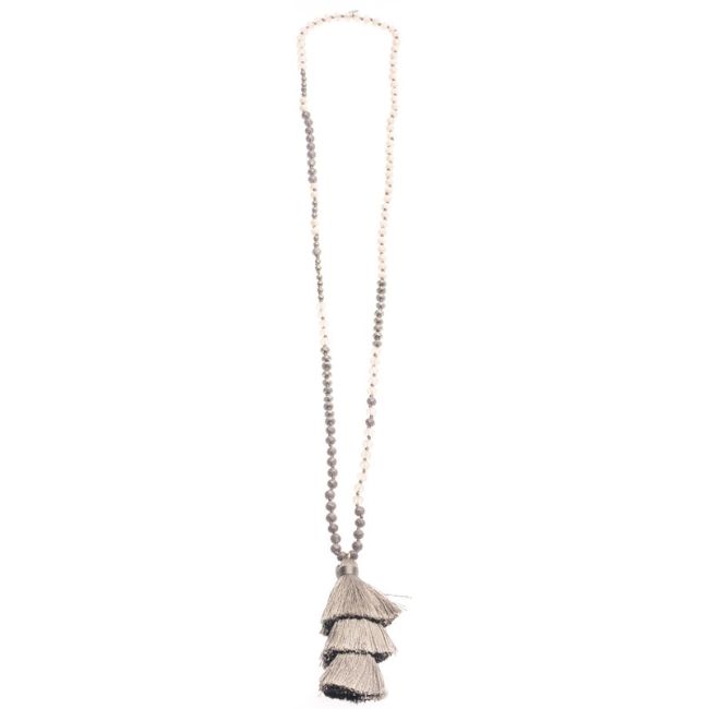 LONG NECKLACE WITH FRINGE PENDANT THREE LEVELS
