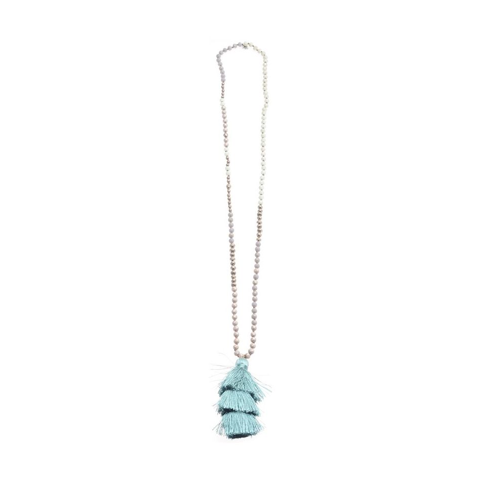 COLLAR LARGO COLGANTE FLECO TRES NIVELES