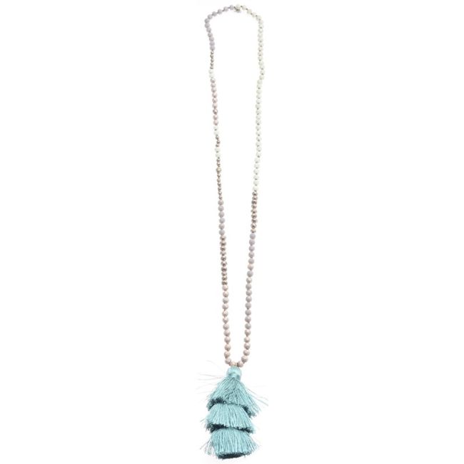 COLLAR LARGO COLGANTE FLECO TRES NIVELES