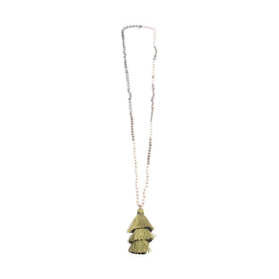 COLLAR LARGO COLGANTE FLECO TRES NIVELES