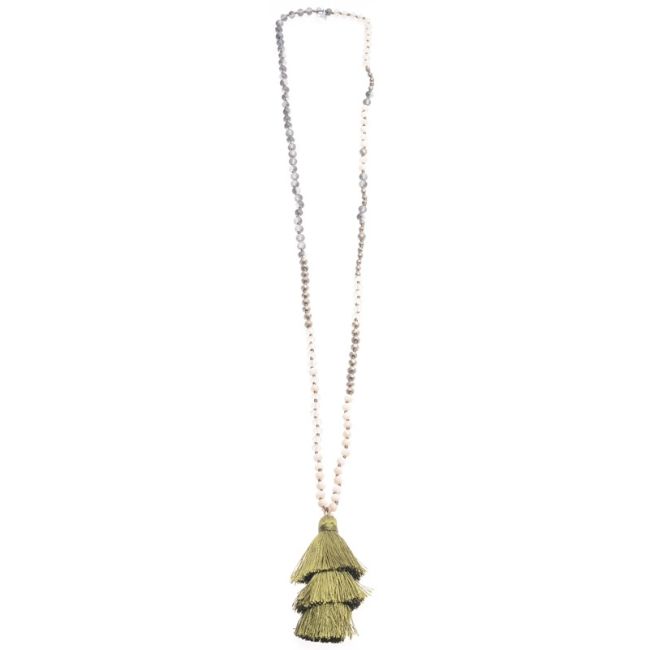 COLLAR LARGO COLGANTE FLECO TRES NIVELES